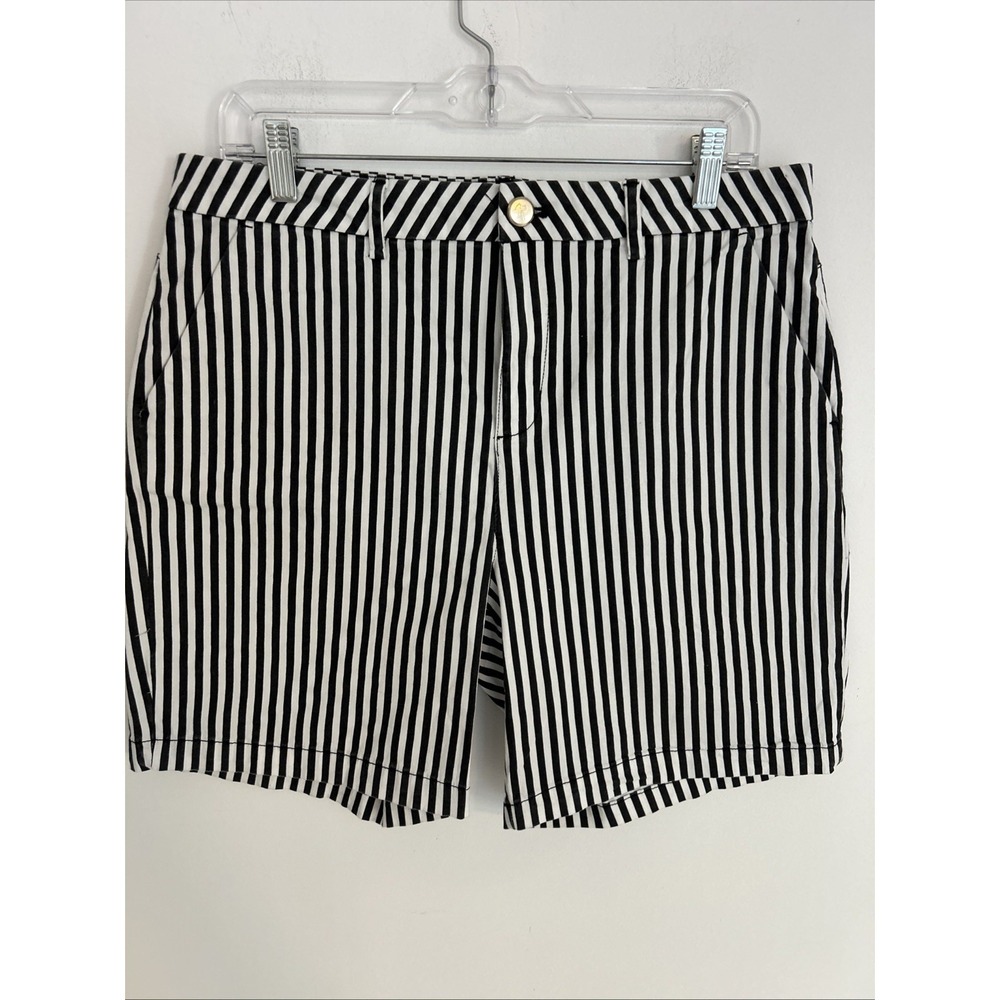 Stella Parker Women's 10 Cotton Black White Shorts Front And Back Pockets‎ Comfy